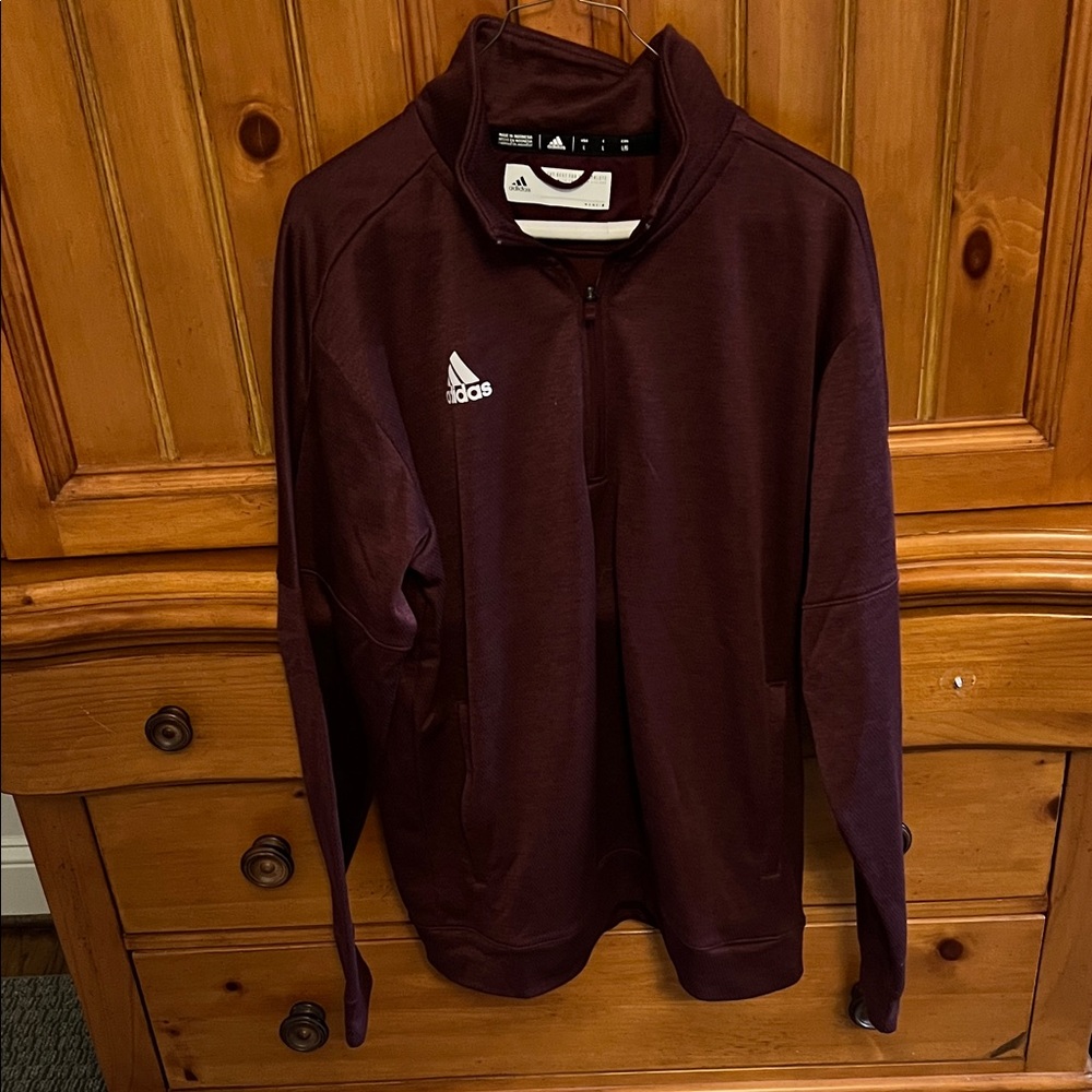 Adidas Burgundy Quarter-Zip Pullover